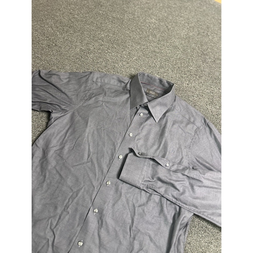 Eton Contemporary Fit Button Down Dress Shirt Gray Mens Size 44 Chest 17.5 Neck